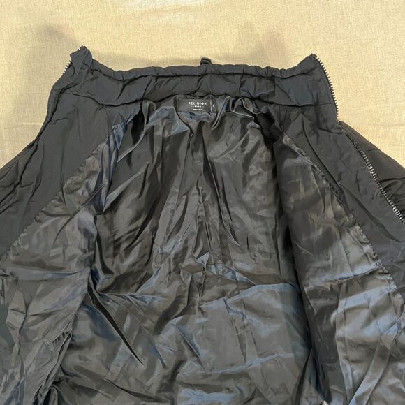 Religion London Black Puffer Jacket Unisex Size S | Nylon Shell, Full Zip, Warm - Picture 6 of 6